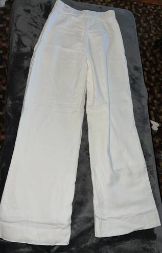 Abercrombie & Fitch Abercrombie Linen-Blend Tailored Wide Leg Pant in White