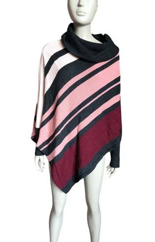 Dress Barn  Pink and Gray Striped Shawl Sweater