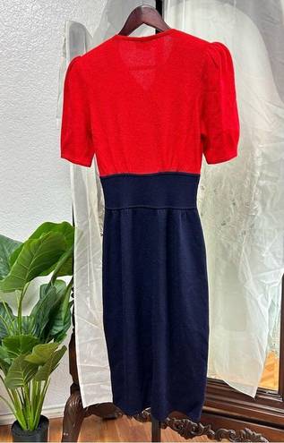 St. John  for Neiman Marcus Red Blur Santana Knit 70s dress sz 8 small medium 70s