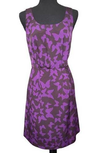 Loft  Purple Butterfly Sleeveless Dress - Size 6