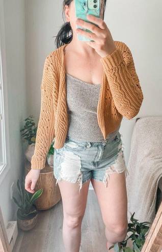 The Moon  & Madison Open Knit Shrug Cardigan Sweater Small Golden Mustard Yellow