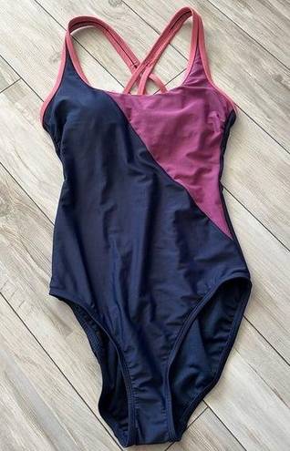 All In Motion  Swimsuit Bathing Suit One Piece Swim Summer Vacation Navy Size S