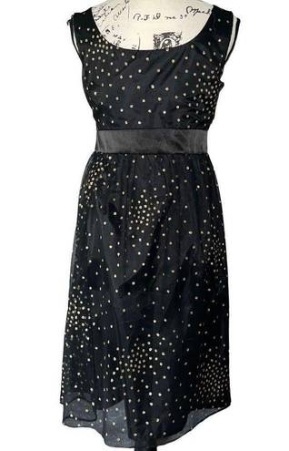 Tiana B  black gold sleeveless tulle dress 6