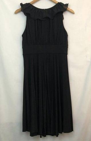 Max and Cleo  Black Pleated Sleeveless Knee Length Empire Waist Ruffle Dress 6