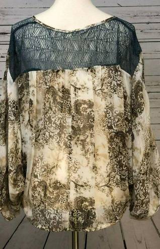 Blu Pepper Stitch Fix  Peasant Medium Blouse Lace Sheer Hippie Hobo Boho Womans