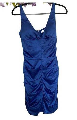 TCEC  Blue Fitted Ruched Sheath Cocktail Dress