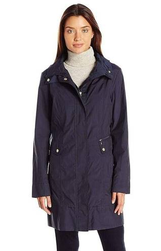 Cole Haan  Women's Back Bow Packable Hooded Rain Jacket Navy Blue Size SP