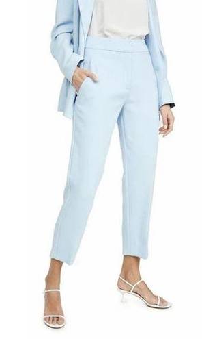 Black Halo  Quest Cropped Trouser Pants High Rise Flat Front Viscose Light Blue 0