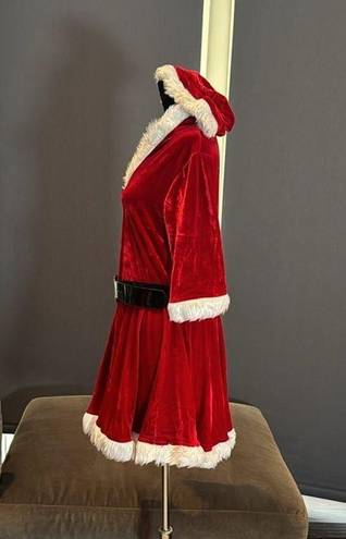 ma*rs Short Red Hooded Dress White Faux Fur Trim  Claus Santa Christmas Size M NEW