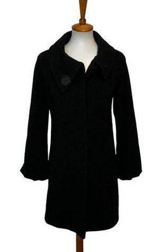 Tahari  Pea Coat Wool Cashmere Blend Black Size 2