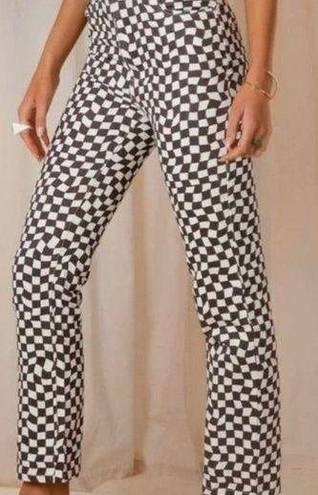 Peppermayo  BROWN CHECKERED STRAIGHT LEG JEANS