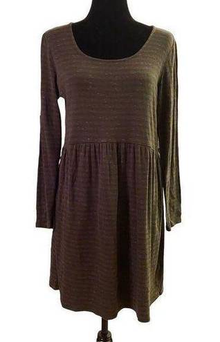 J.Jill  Forest Green Long Sleeve Babydoll Lagenlook Dress Size Small