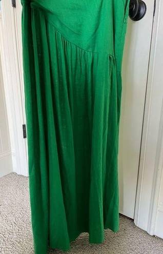 green maxi skirt with slit linen