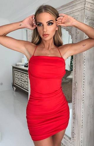 Tiger Mist Red Reese Bodycon Open Back Mini Dress