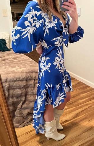 Alexis NWT  for Target Floral Tie Front High Low Dress blue ruffle