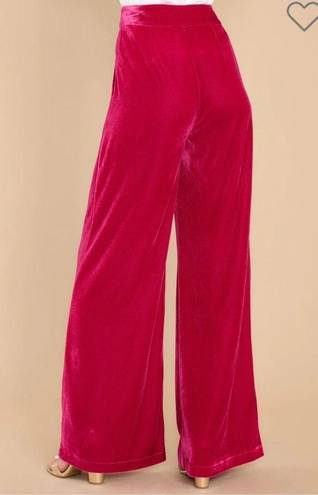 Aura  Still Bejeweled Hot Pink Velvet Wide Leg Pants Pleated L