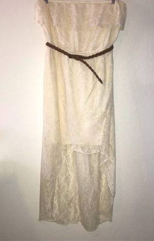 Trixxi  Dress Cream / Off White Lace High-Low Strapless Dress Sz 3X NWT Belted