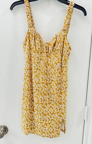 Aeropostale Mustard Yellow Floral Mini Dress -Size Small