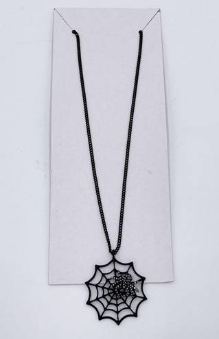 Torrid NEW  Black Rhinestone Jewel Spiderweb Pendant Necklace Halloween Gothic