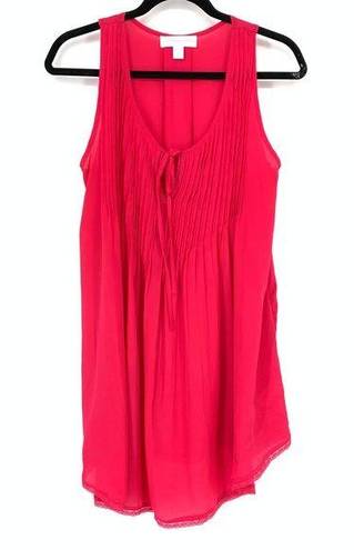 Oscar de la Renta  Women's Size S Pink Sleepwear Tank Tie Front Flowy Lace Bottom