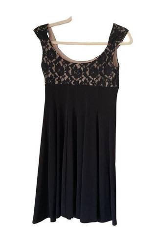 London Times 1499  Black Lace Midi Dress Size 4