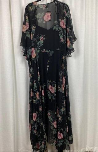 City Chic  Black Vineyard Floral Maxi Dress Sz.XXL(24) NWT