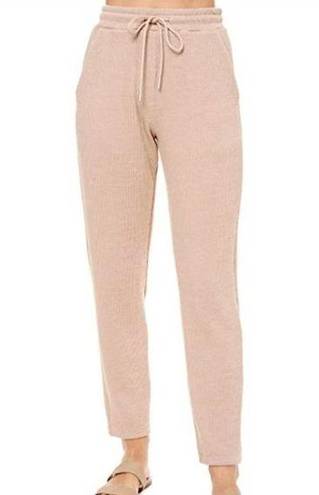 Elodie  Womens Beige Jogger Pants Drawstring Knit Ankle Casual Stretch