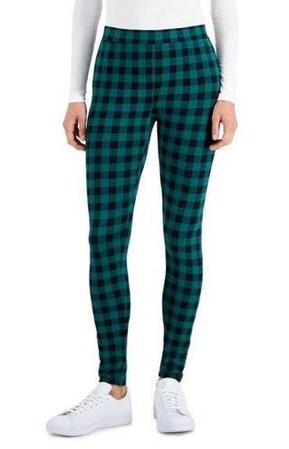 Style & Co  Petite Basic Plaid Leggings Size PL Buffalo Green Plaid