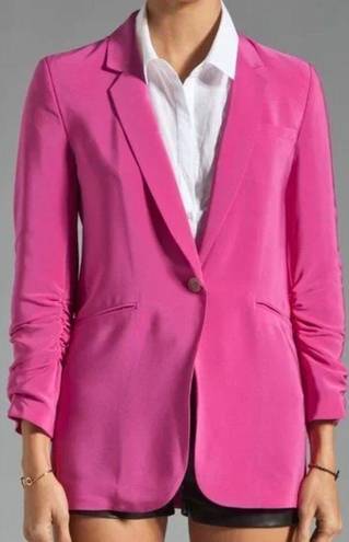 Elizabeth and James NWT  Ruched Sleeve Crepe Heather Blazer in Fuchsia Pink 0 $495