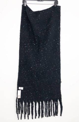 BP  Speckled Fringe Trim Muffler Black White Chunky Oversized Scarf