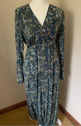 Jessica Simpson Faux Wrap Maxi Dress Plus Size 1X Dark Green & Gold by  NEW