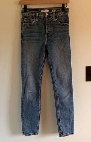 RE/DONE  High Rise Ankle Crop Stretch Jeans in Mid 80s