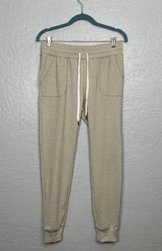 Zyia Women S Beige Heather Jogger Pants Pockets Drawstring Lightweight Athletic