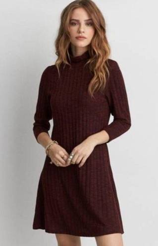 American Eagle  wine long sleeve keyhole back ribbed sweater dress size medium