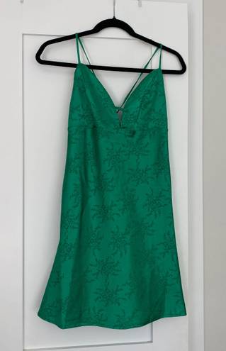 Lulus Green Satin Mini Dress