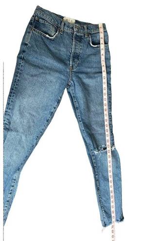 We The Free  Distressed Button Fly Raw Cut High rise Mom Jean Size 2 or 26 - EUC