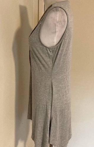 Cache NEW  Gray Curved Hem Beaded V Neck Tank Top Size S