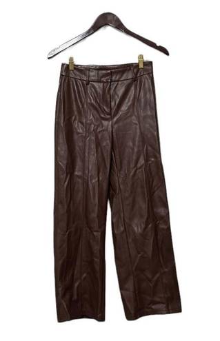 7 For All Mankind  Vegan Leather High Waisted Brown Wide Leg Pants Trousers