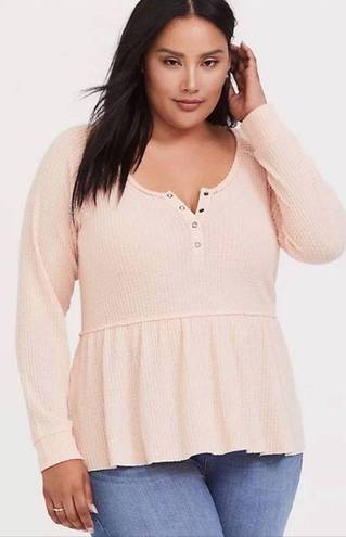 Torrid Brished Waffle Henley Babydoll Top Sz 1 / 1X