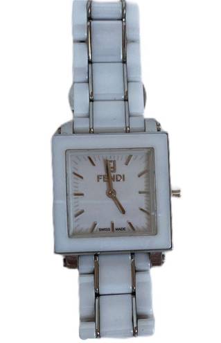 Fendi  Square Ceramic White Watch, Stainless Steel