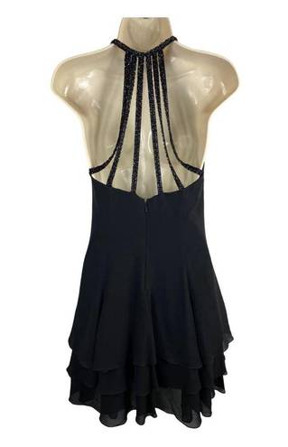 Oleg Cassini Black Tie  size Small Silk Beaded Embellished Party Evening Dress