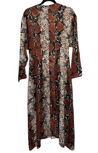 Mango  Snake Print Satin Button-Down Maxi Dress - Size 6