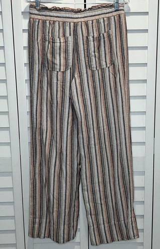 Rewind Linen blend striped pants front tie stretchy bunched waist size medium