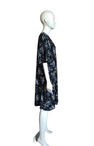 CeCe  Black Floral V Neck Short Sleeve Dress