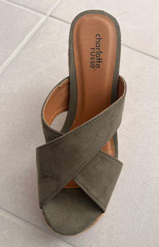 Charlotte Russe Olive Green Wedge Sandals 