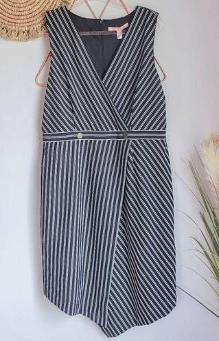 Hutch Anthropologie,  New, Indira Asymmetrical Black White Striped Dress, XL