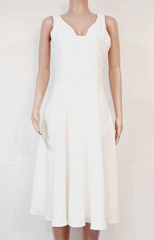 Etcetera White Flowy V- Neckline Sleeveless Dress With Pockets Sz 4