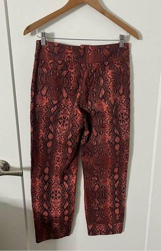 Acacia  London Lace Up Pants Amber Red Python Snake Print Womens Size S