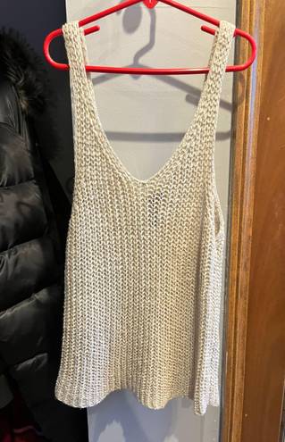 moon&madison White Knit Cropped Tank