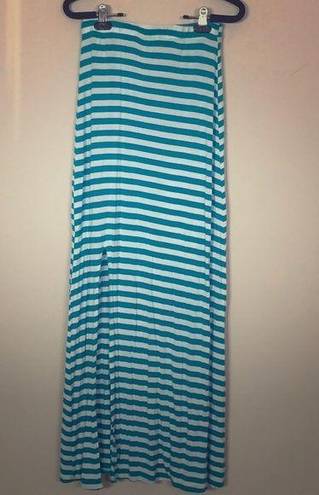 Kirra white and turquoise striped maxi skirt